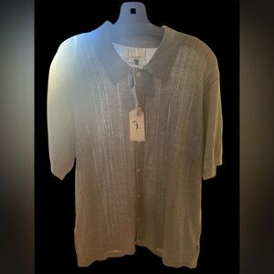 NWT CIVIL Society ss full placket sweater shirt mens xl